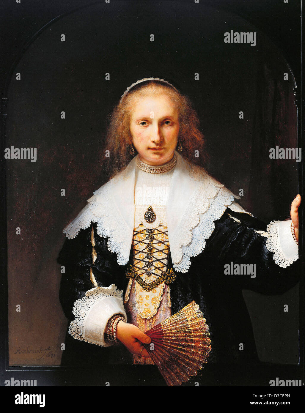 Rembrandt van Rijn, Portrait d'Agatha Bas. 1641 Huile sur toile. Baroque. Collection royale. Banque D'Images