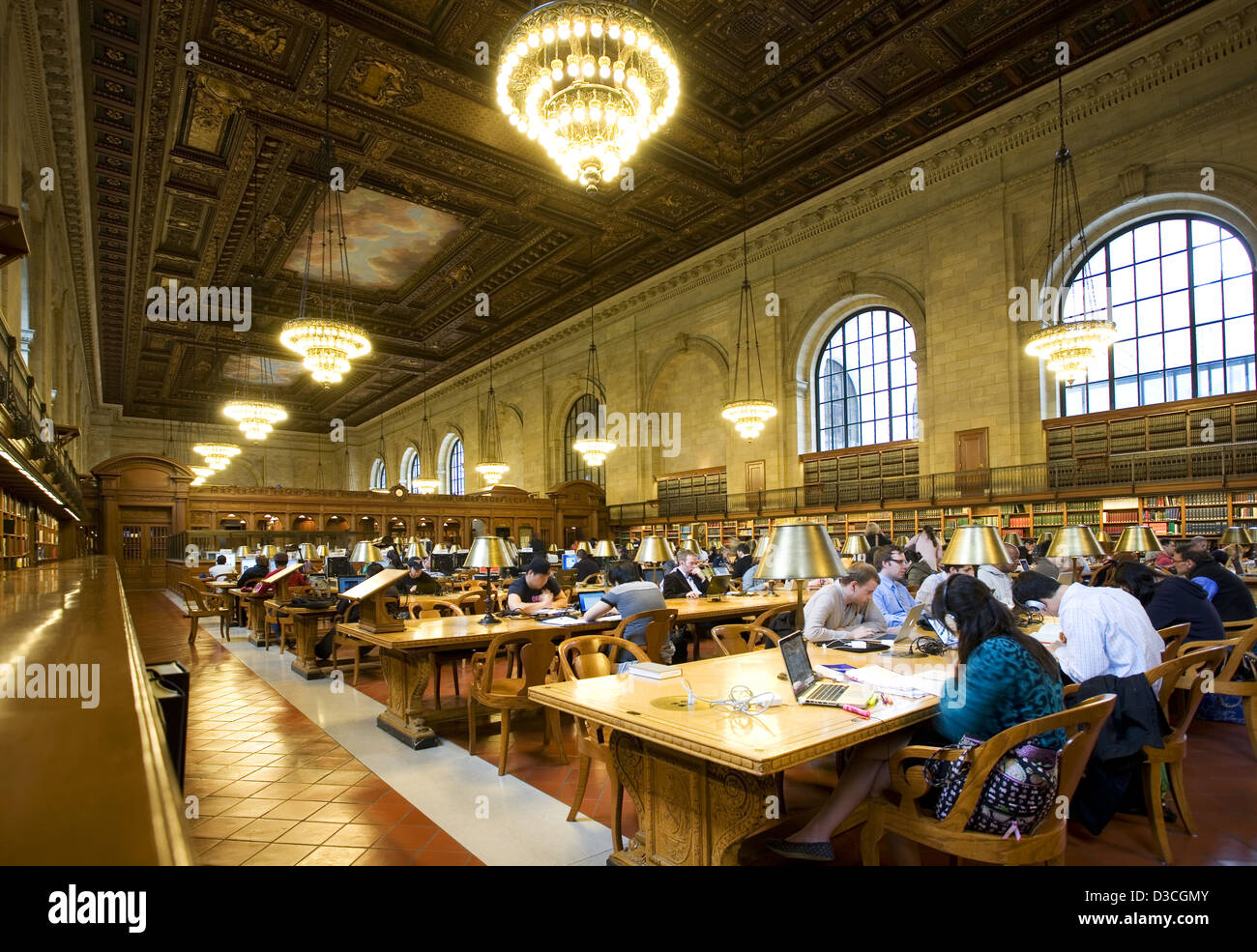 Salle de lecture principale de New York Public Library, New York, USA Banque D'Images