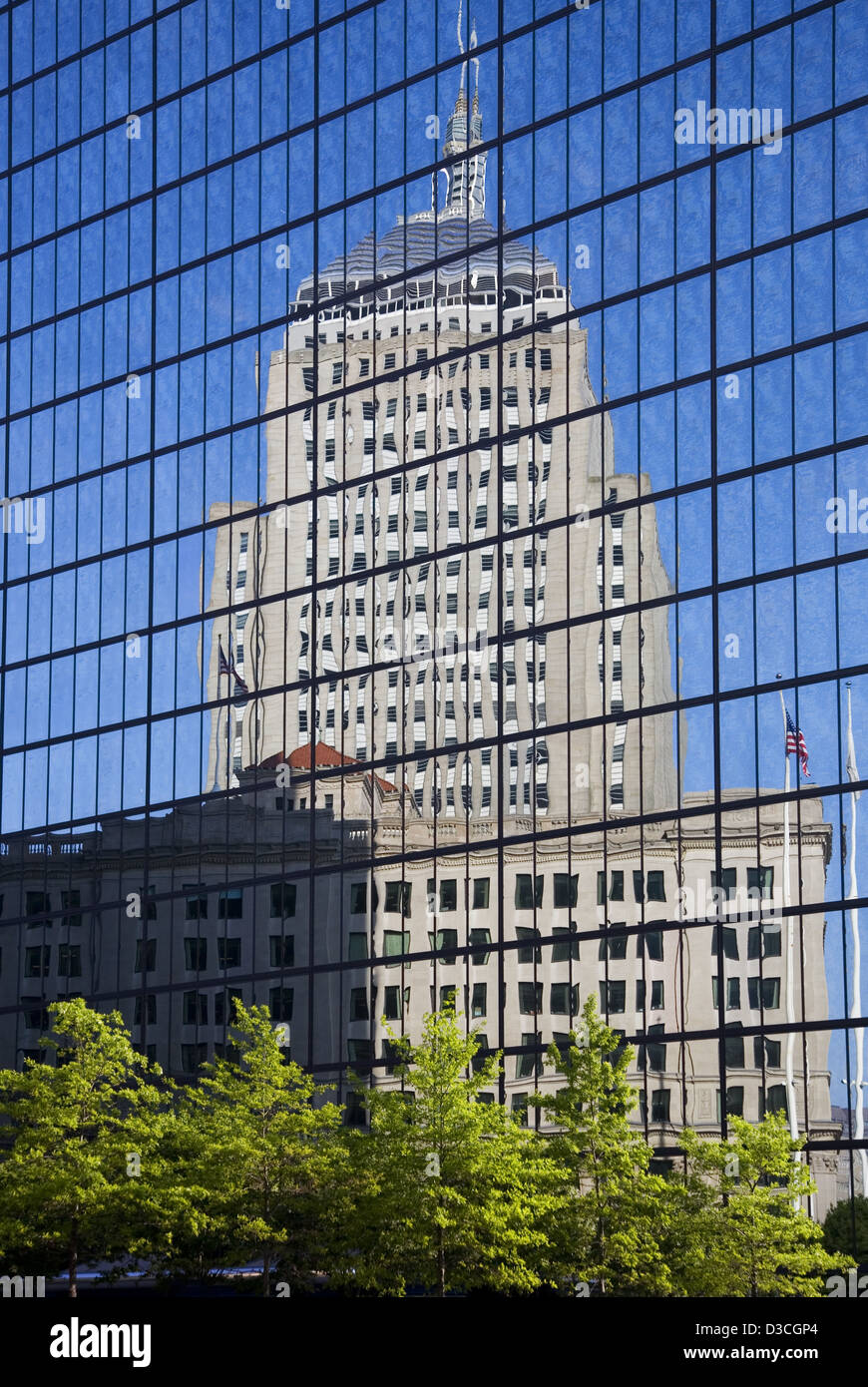 La réflexion dans le John Hancock Tower, Boston, Massachusetts, USA Banque D'Images