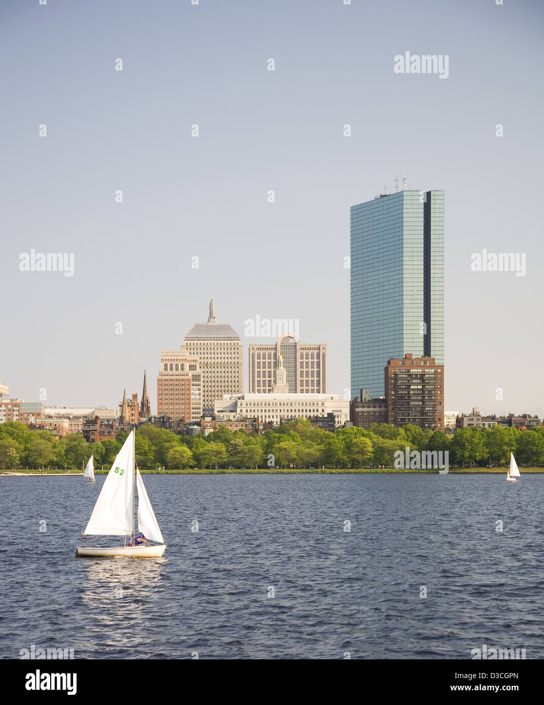 Boston Skyline avec Charles River en premier plan, Boston, Massachusetts, USA Banque D'Images