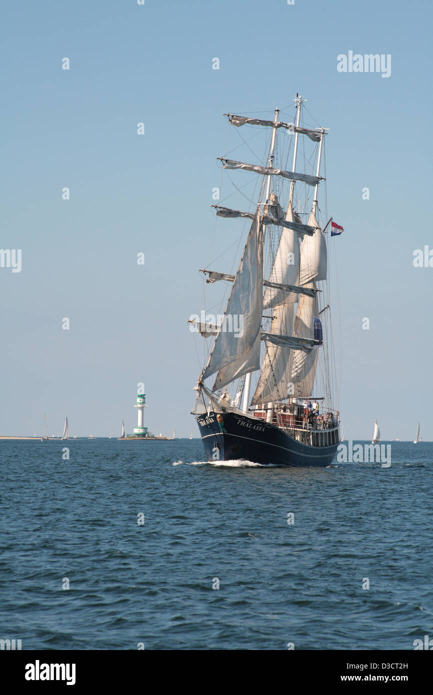 Kiel, Allemagne, le trois-mâts barque-goélette à trois mâts Thalassa dans Aussenfoerde Banque D'Images