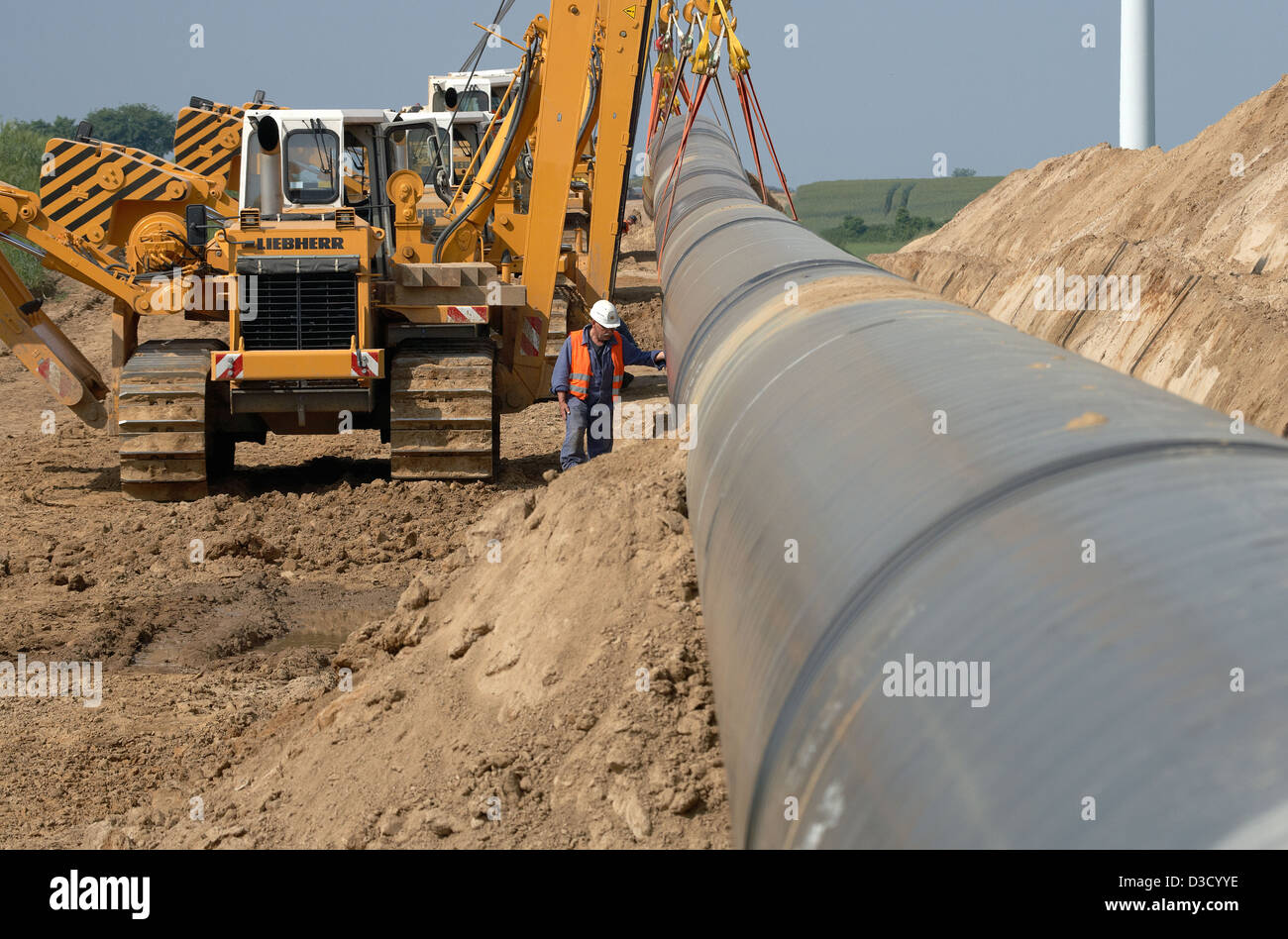 Schulzendorf, Allemagne, soudez une Teilstuecks contrôlée ingénieur le gazoduc OPAL Banque D'Images