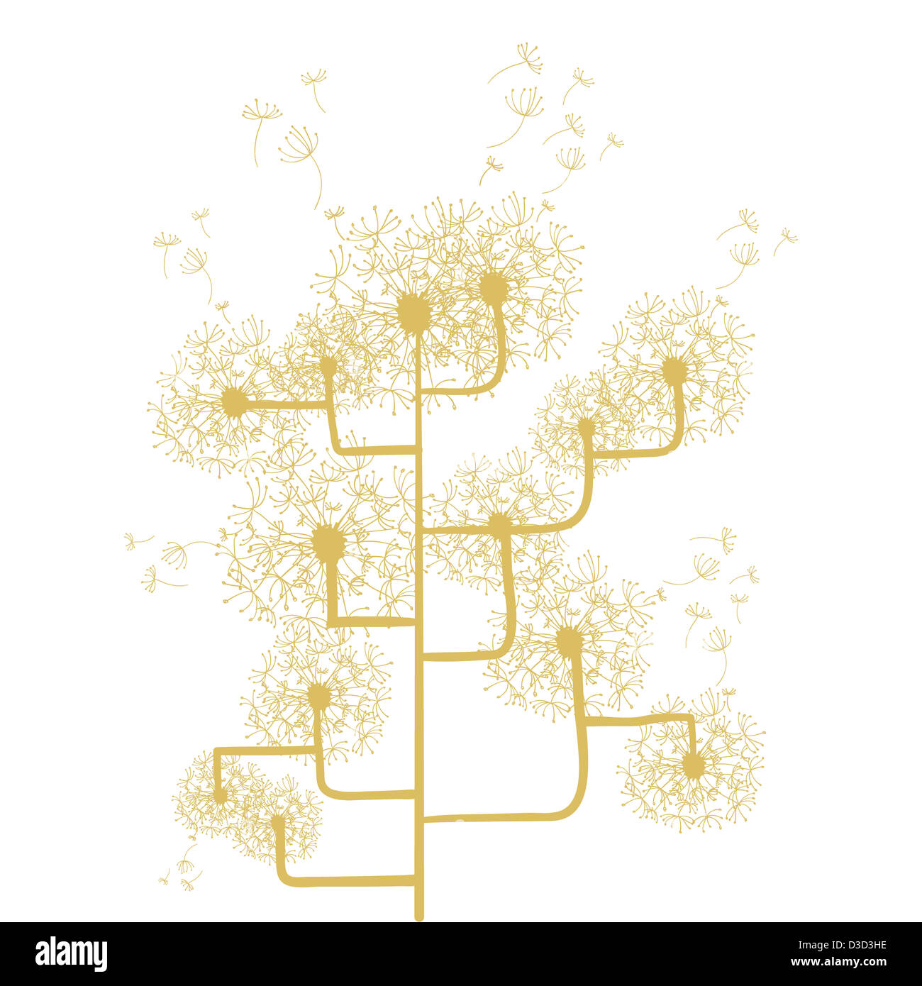 Concept de pissenlit tree isolated over white. Couches de fichier vectoriel pour une manipulation facile et coloris. Banque D'Images