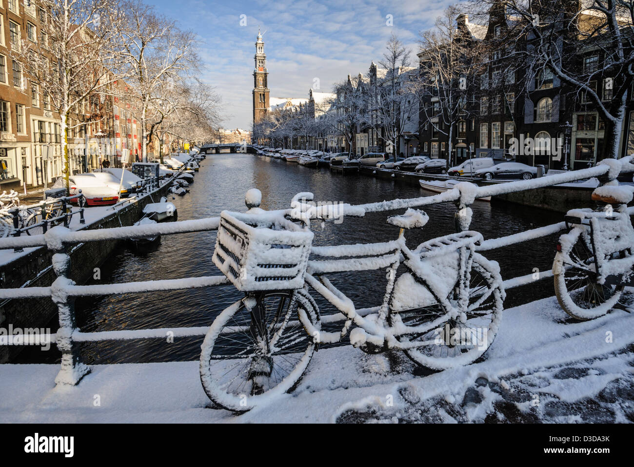 Prinsengracht et le Westerkerk en hiver, Amsterdam, Pays-Bas Banque D'Images Prinsengracht et le Westerkerk en hiver, Amsterdam, Pays-Bas Banque D'Images