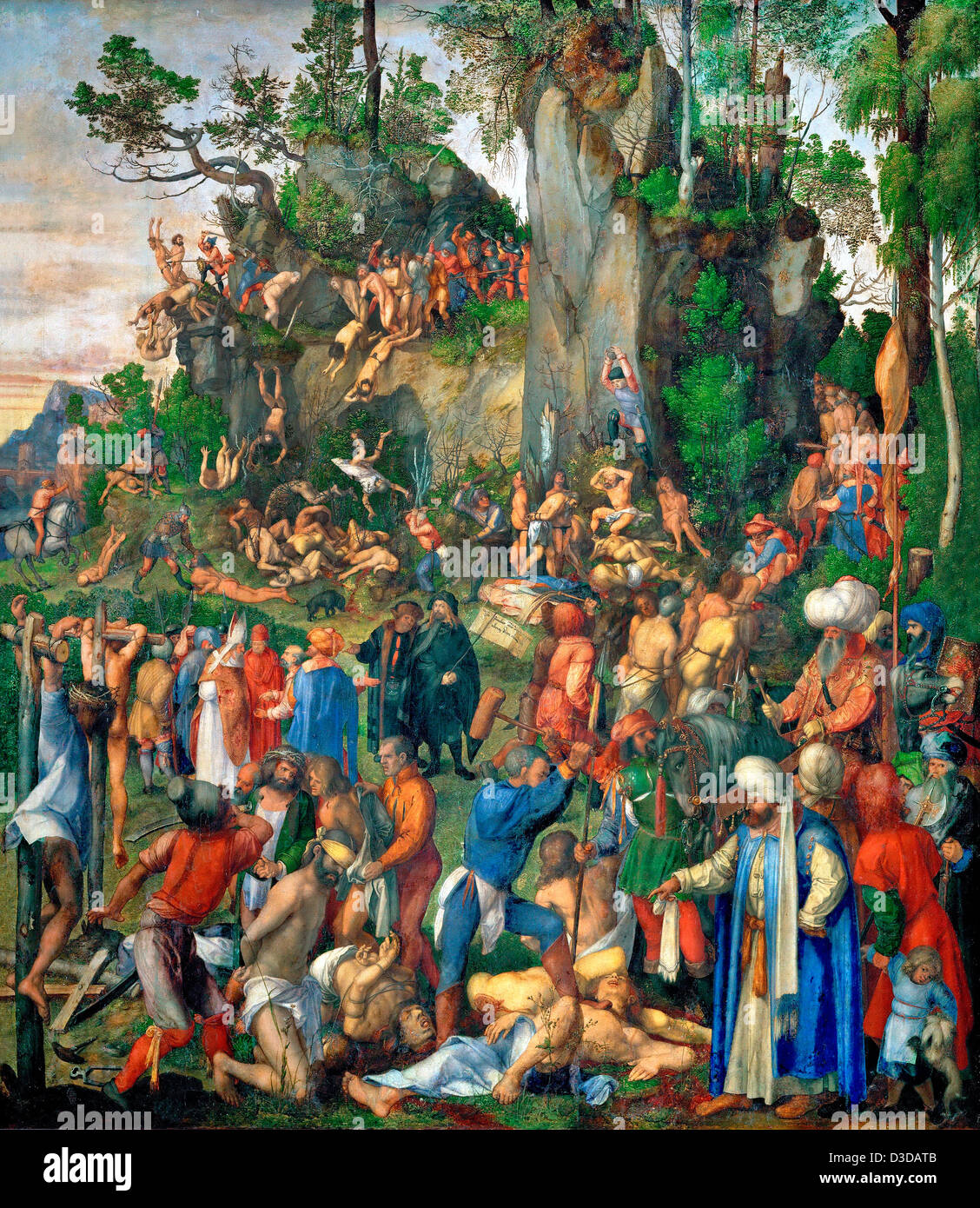 Albrecht durer, le martyre des dix mille 1507 Huile sur panneau. Le Kunsthistorisches Museum, Vienne Banque D'Images