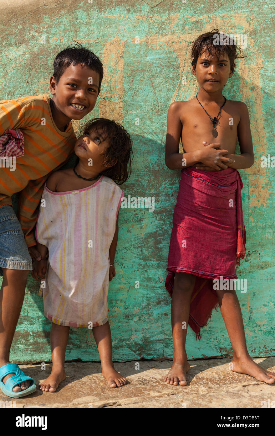 Portrait de la fratrie à Varanasi, Inde Banque D'Images