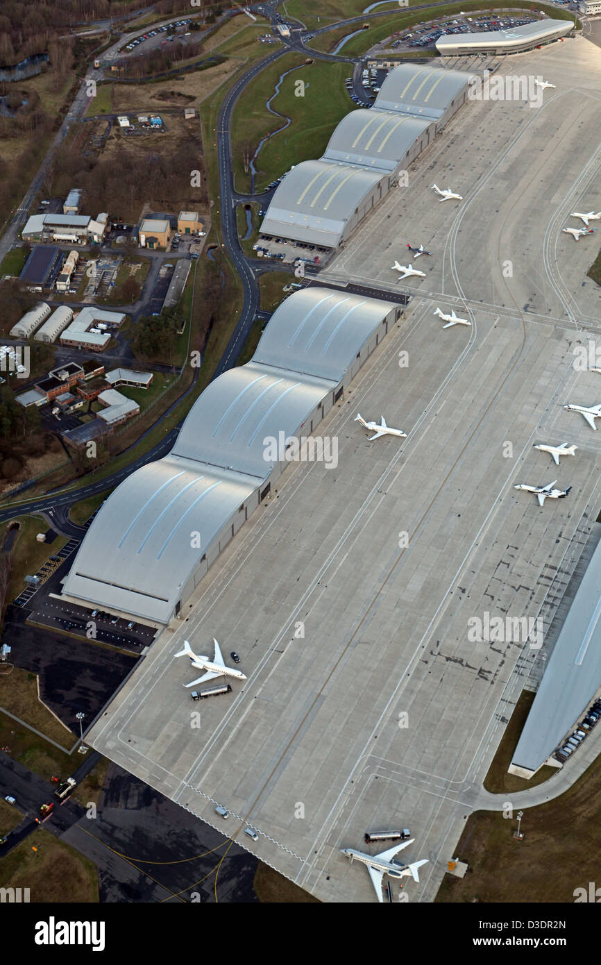 Vue aérienne de l'aéroport de Farnborough, Hampshire Banque D'Images