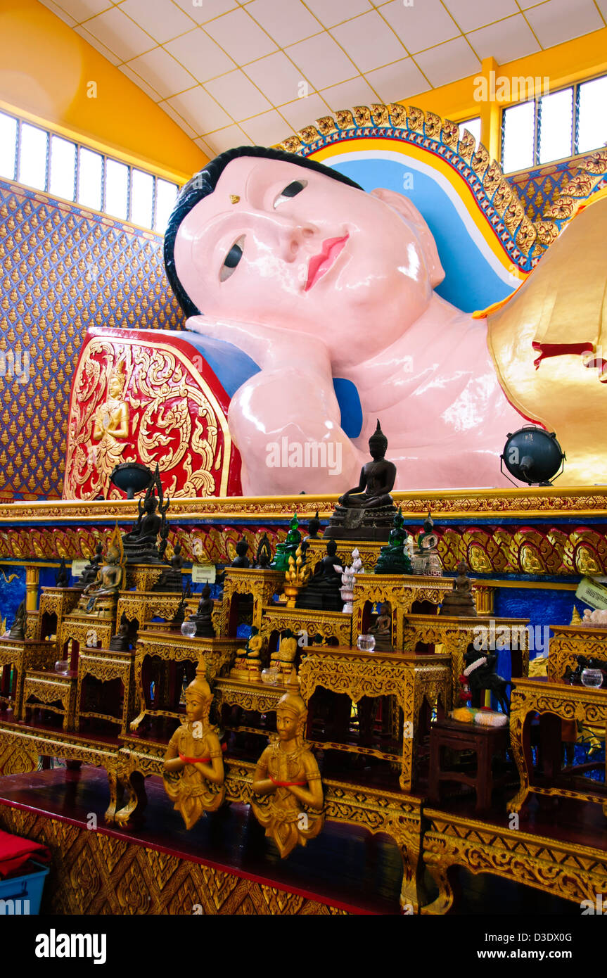 'Bouddhiste thaï Wat Chaiya Mangkalaram Temple' plaqué or Logement Bouddha couché et enterrement Ash,chambres en vertu de Penang Malaisie, Banque D'Images