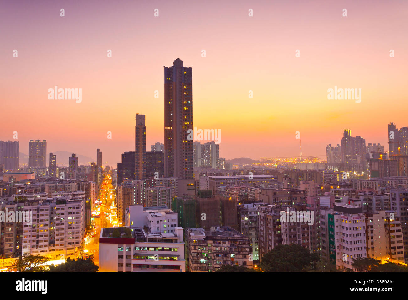 Le centre-ville de Hong Kong au coucher du soleil Banque D'Images
