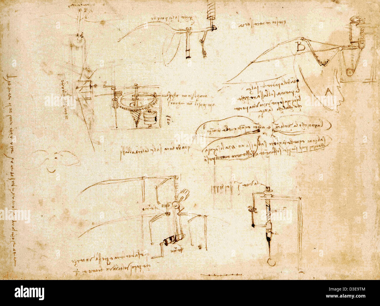 Léonard de Vinci, Codex atlanticus. Banque D'Images