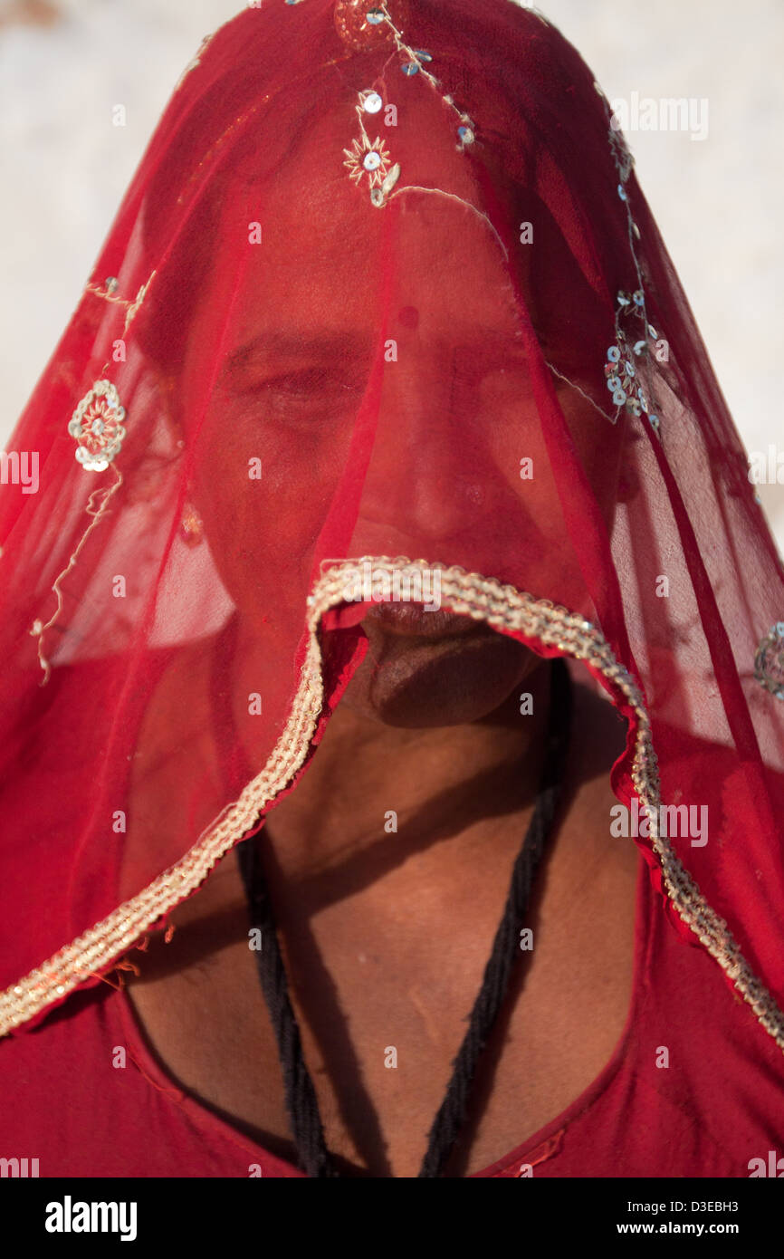 Rajasthani woman portrait Banque D'Images