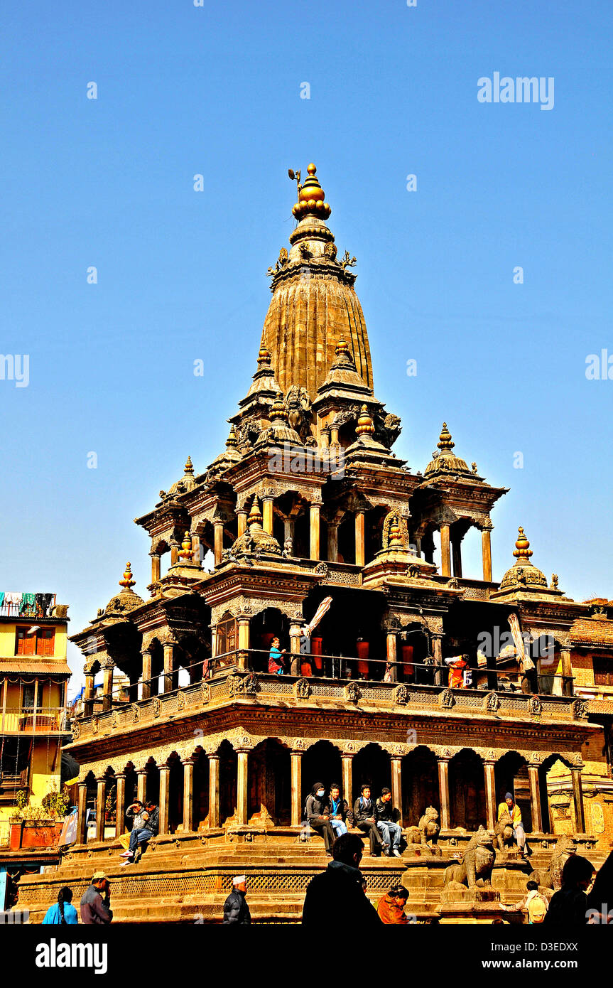 Temple Krishna Mandir, place Durbar, Patan, Népal Banque D'Images
