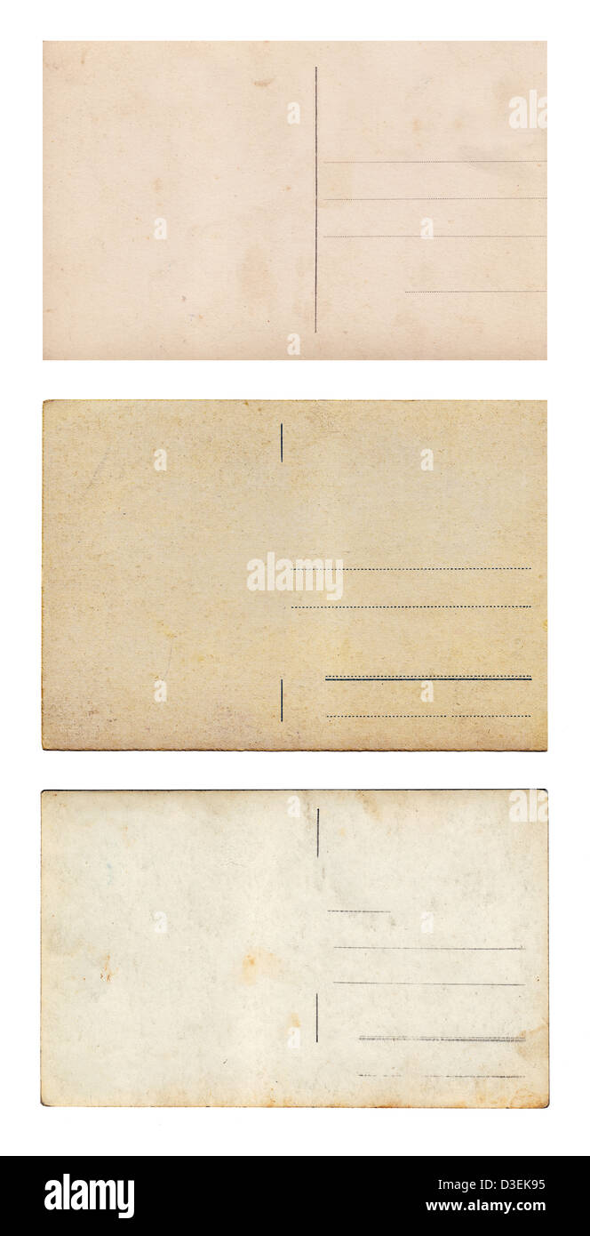 Set de 3 cartes postales anciennes isolated on white Banque D'Images