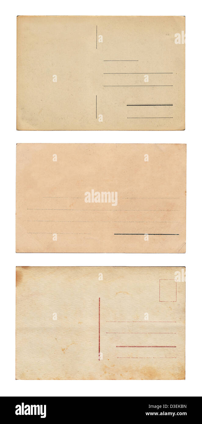 Set de 3 cartes postales anciennes isolated on white Banque D'Images