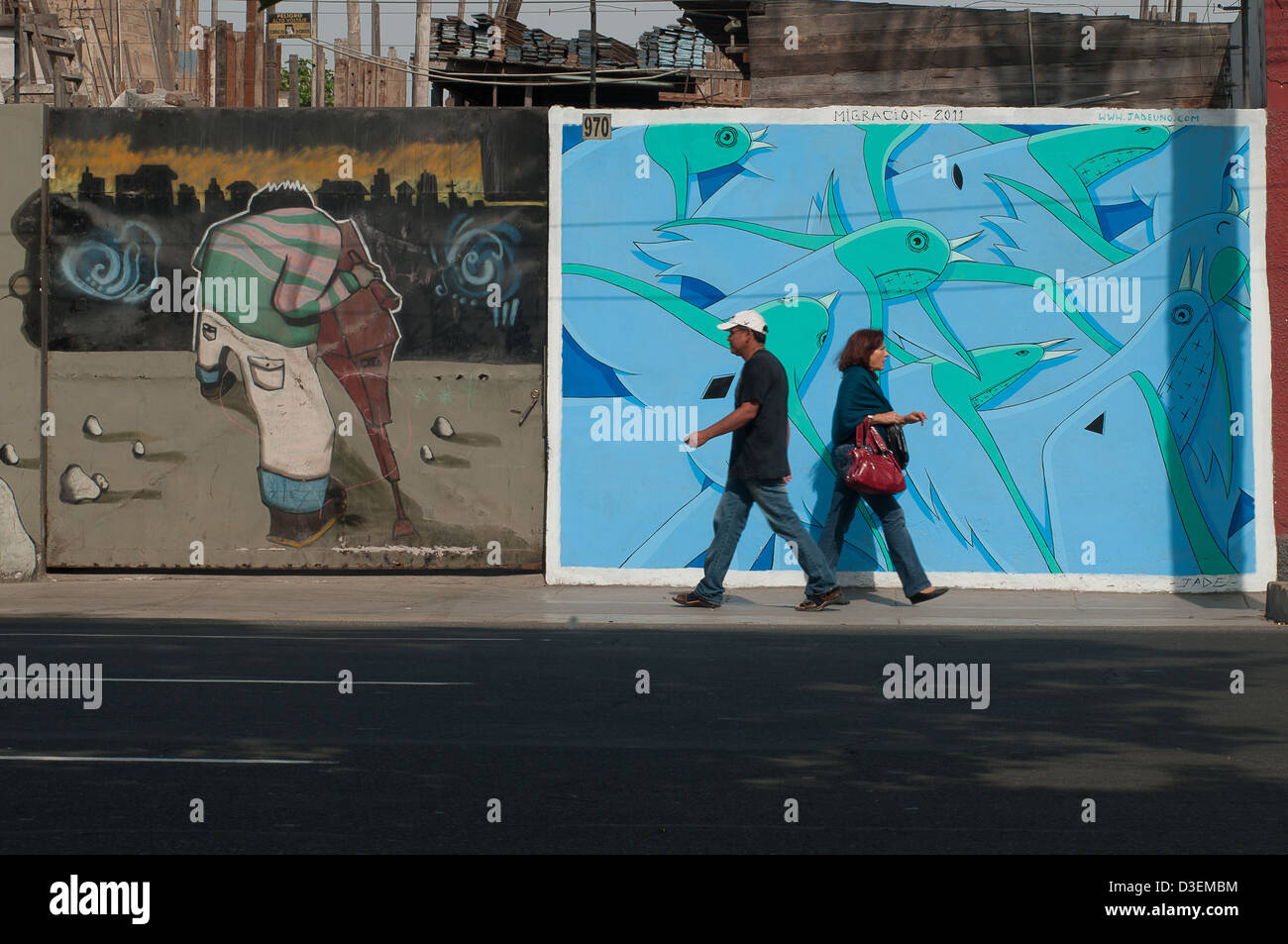 Pérou, Lima, Peru. L'art mural de Barranco est un signe des temps nouveaux dans un quartier artistique a toujours été Banque D'Images