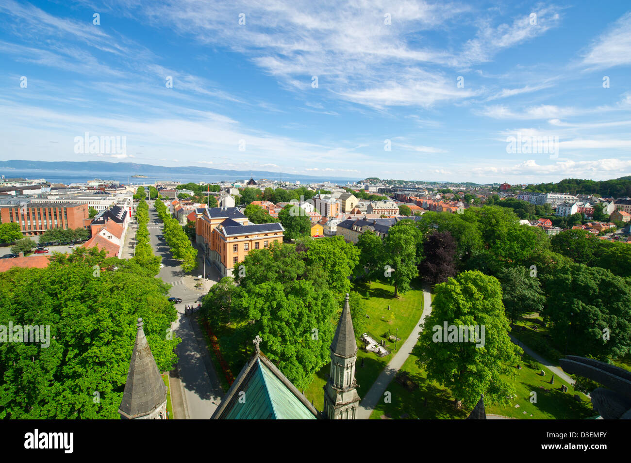 Vue de la ville de Trondheim au-dessus de la cathédrale Banque D'Images