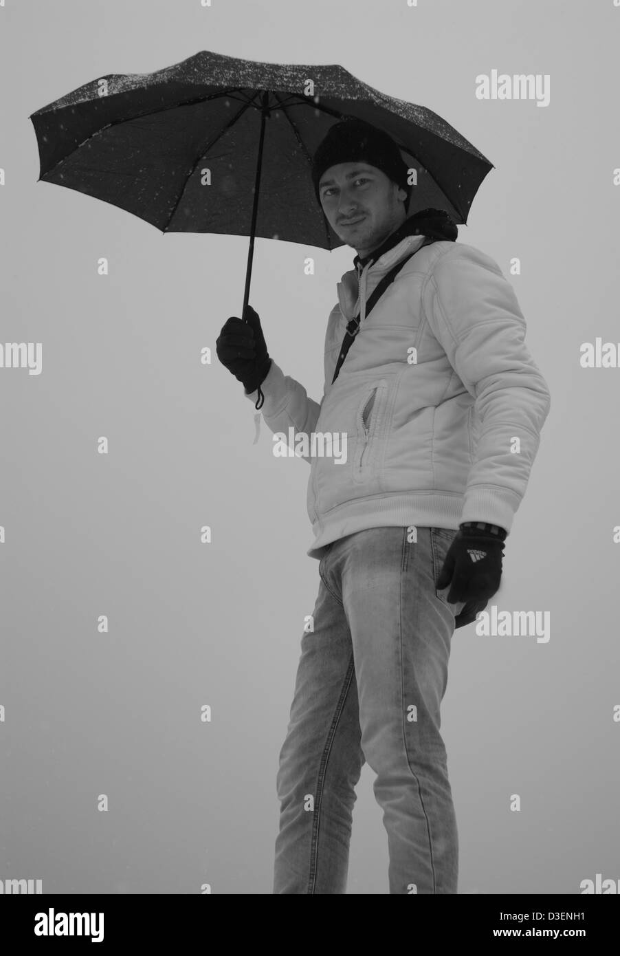 Homme de parapluie Banque D'Images