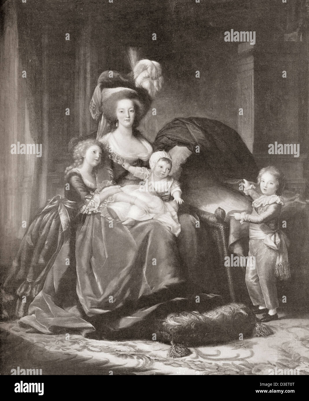 Marie Antoinette et ses enfants. Banque D'Images