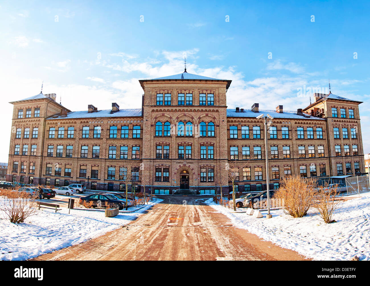 Un panorama de couture une ancienne école dans la ville suédoise d'Helsingborg. Banque D'Images