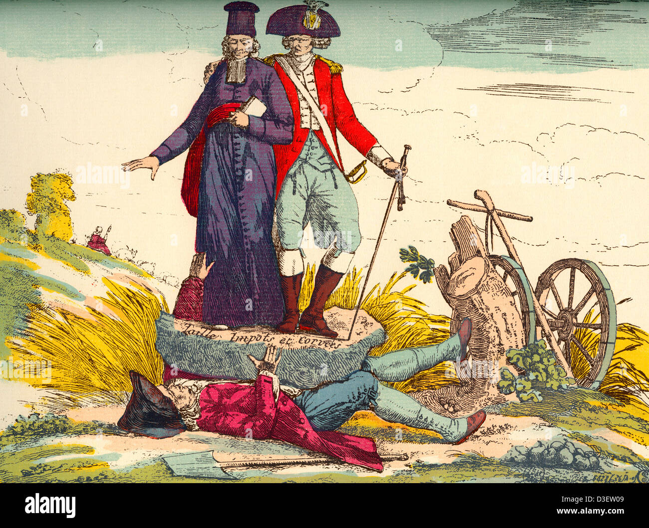 Les agriculteurs français écrasés d'impôts au 18e siècle. Banque D'Images