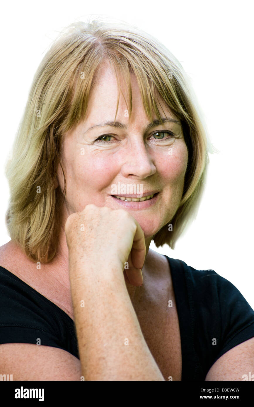 Portrait of smiling senior woman - isolated on white Banque D'Images