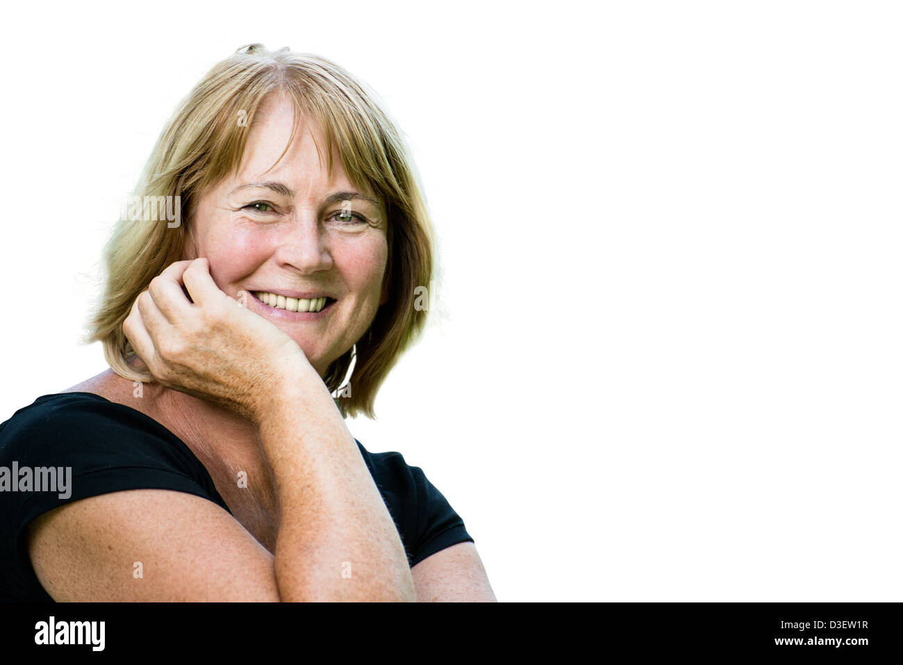 Portrait of smiling senior woman - isolated on white Banque D'Images