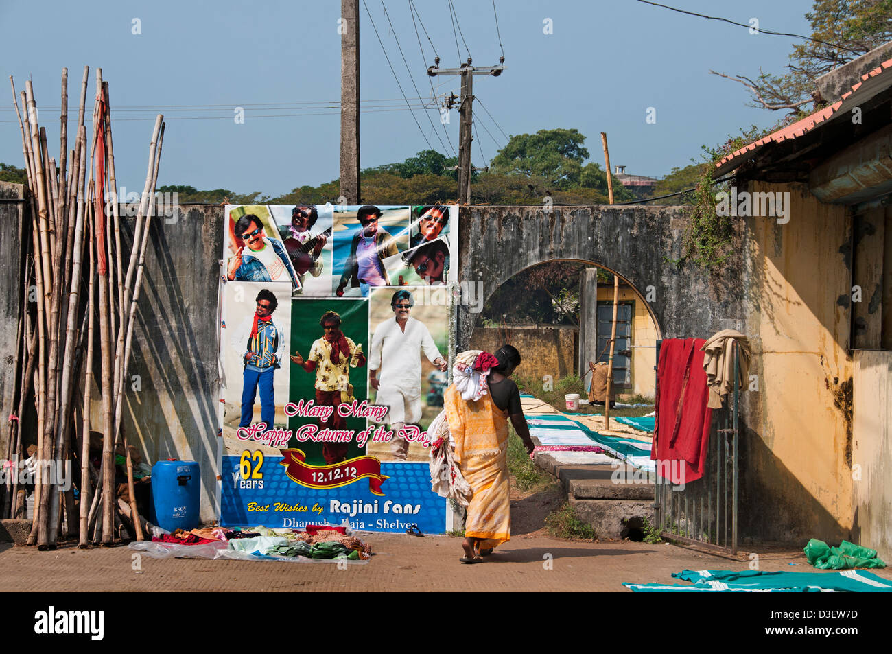 Lave-linge Kochi Cochin Kerala Inde textile Banque D'Images