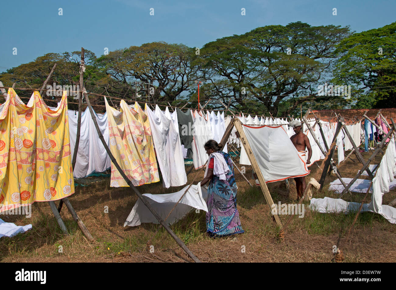 Lave-linge Kochi Cochin Kerala Inde textile Banque D'Images