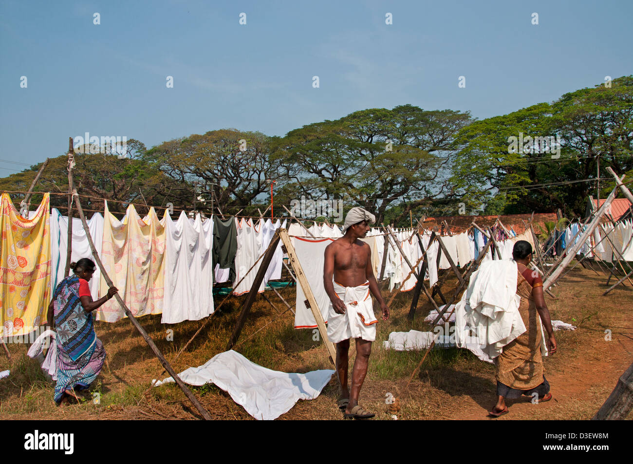 Lave-linge Kochi Cochin Kerala Inde textile Banque D'Images