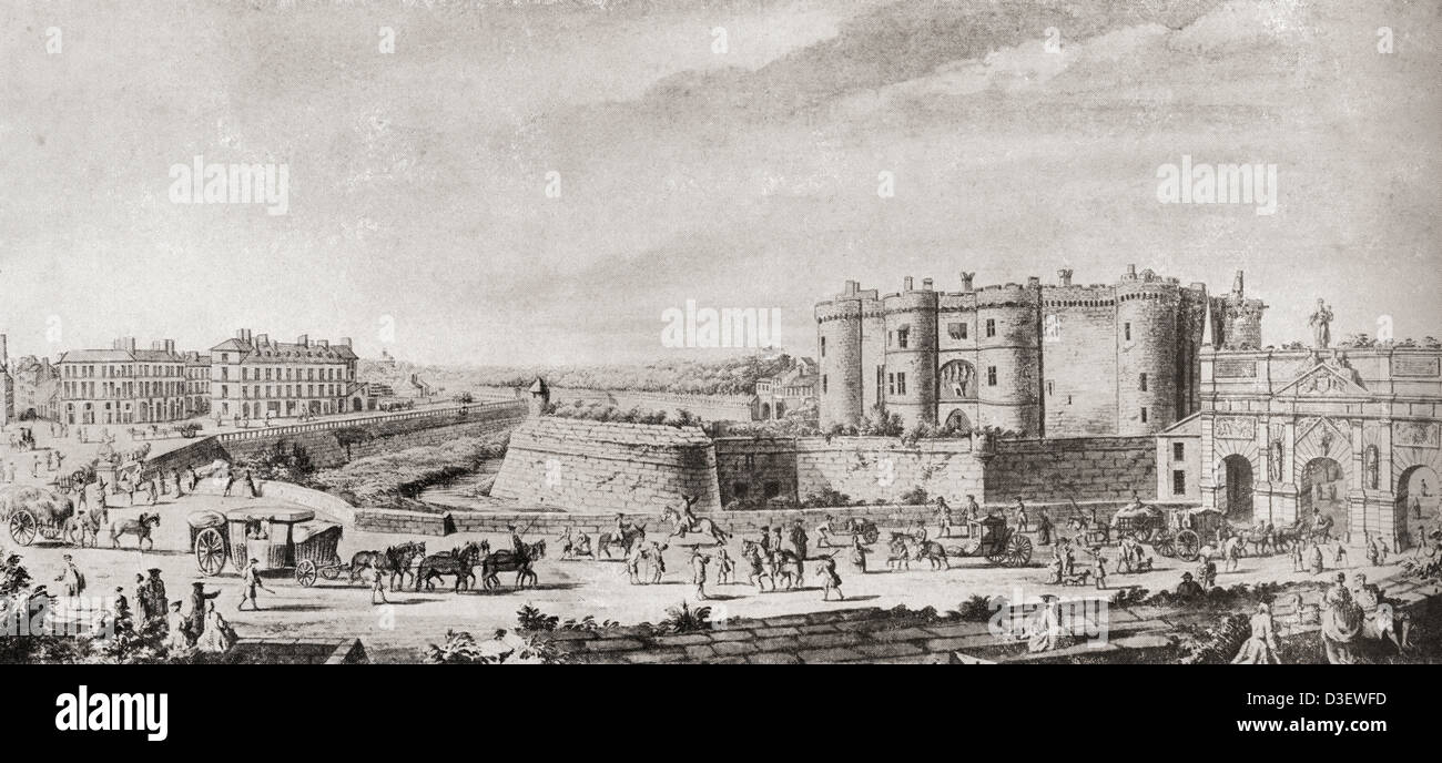 Vue de la Bastille, Paris, France au XVIIIE siècle. Banque D'Images