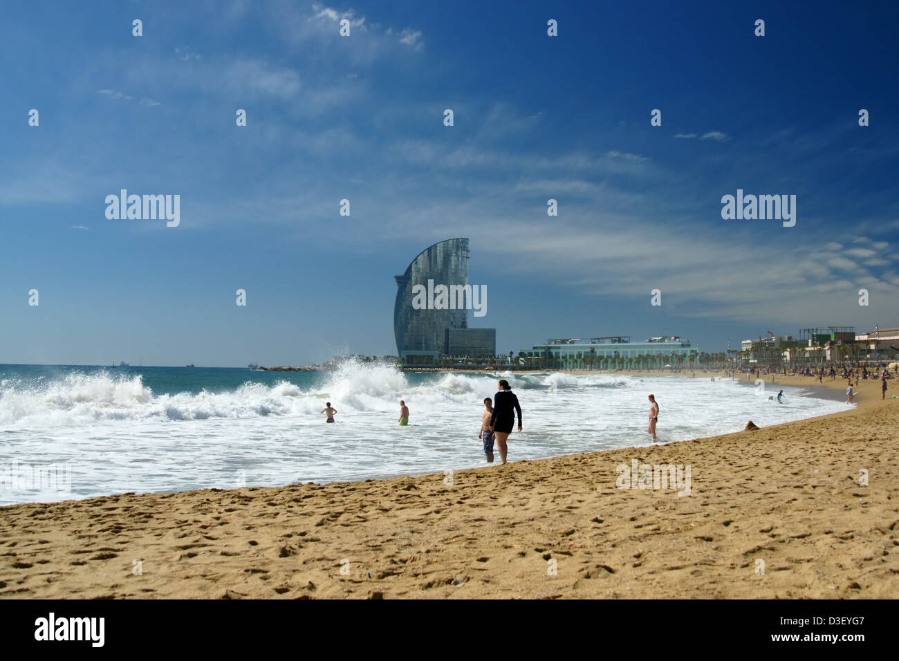 La plage de Barceloneta, Barcelone Banque D'Images