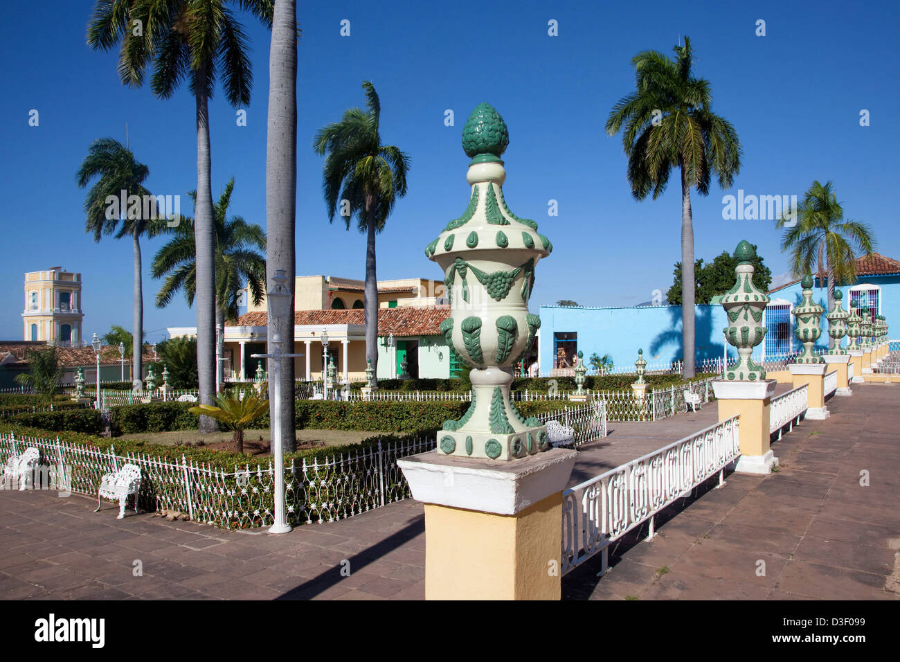 La plus vieille place coloniale de la Plaza Mayor à Trinidad, Cuba Banque D'Images