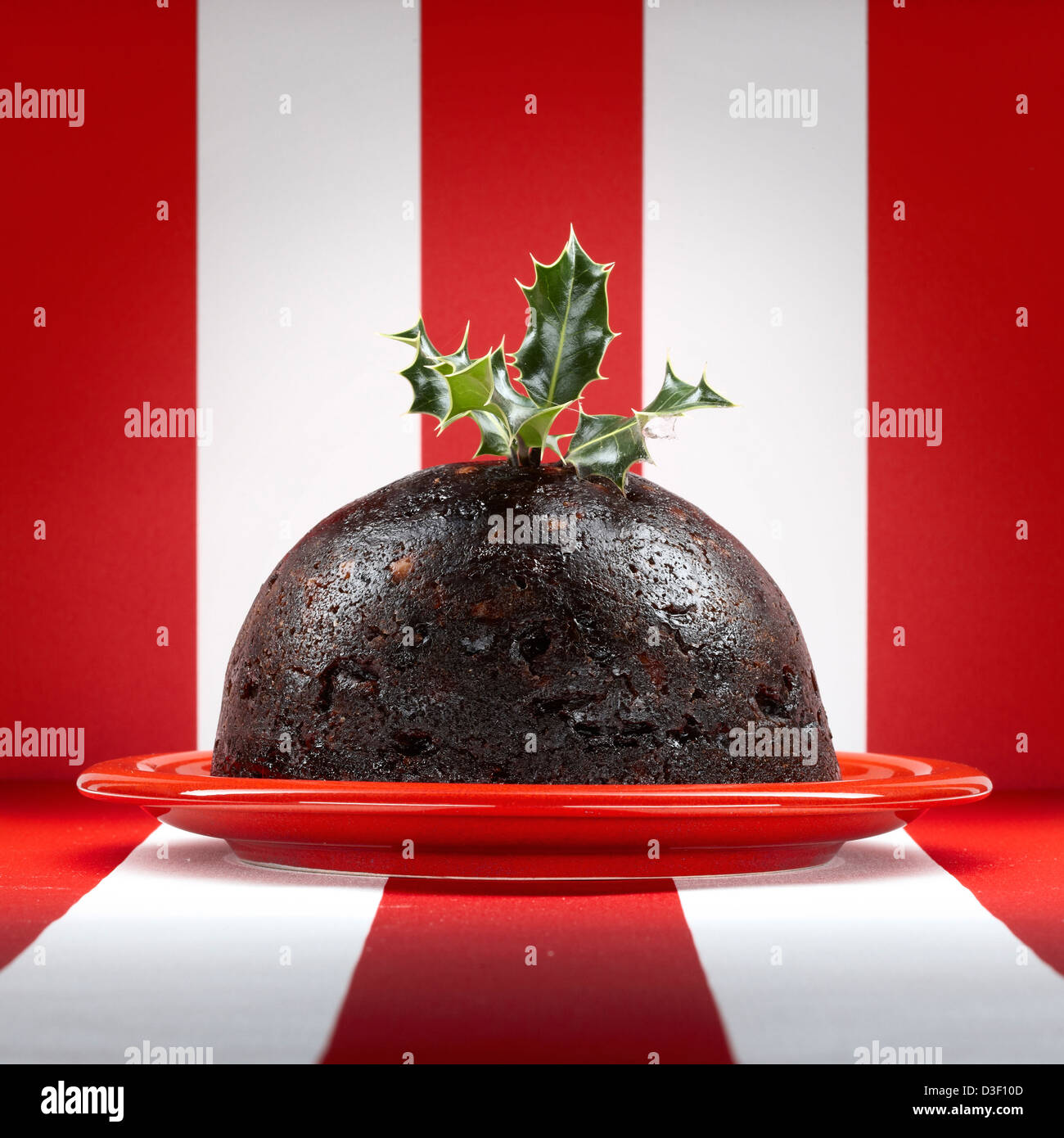 Le pudding de Noël red white stripes Banque D'Images