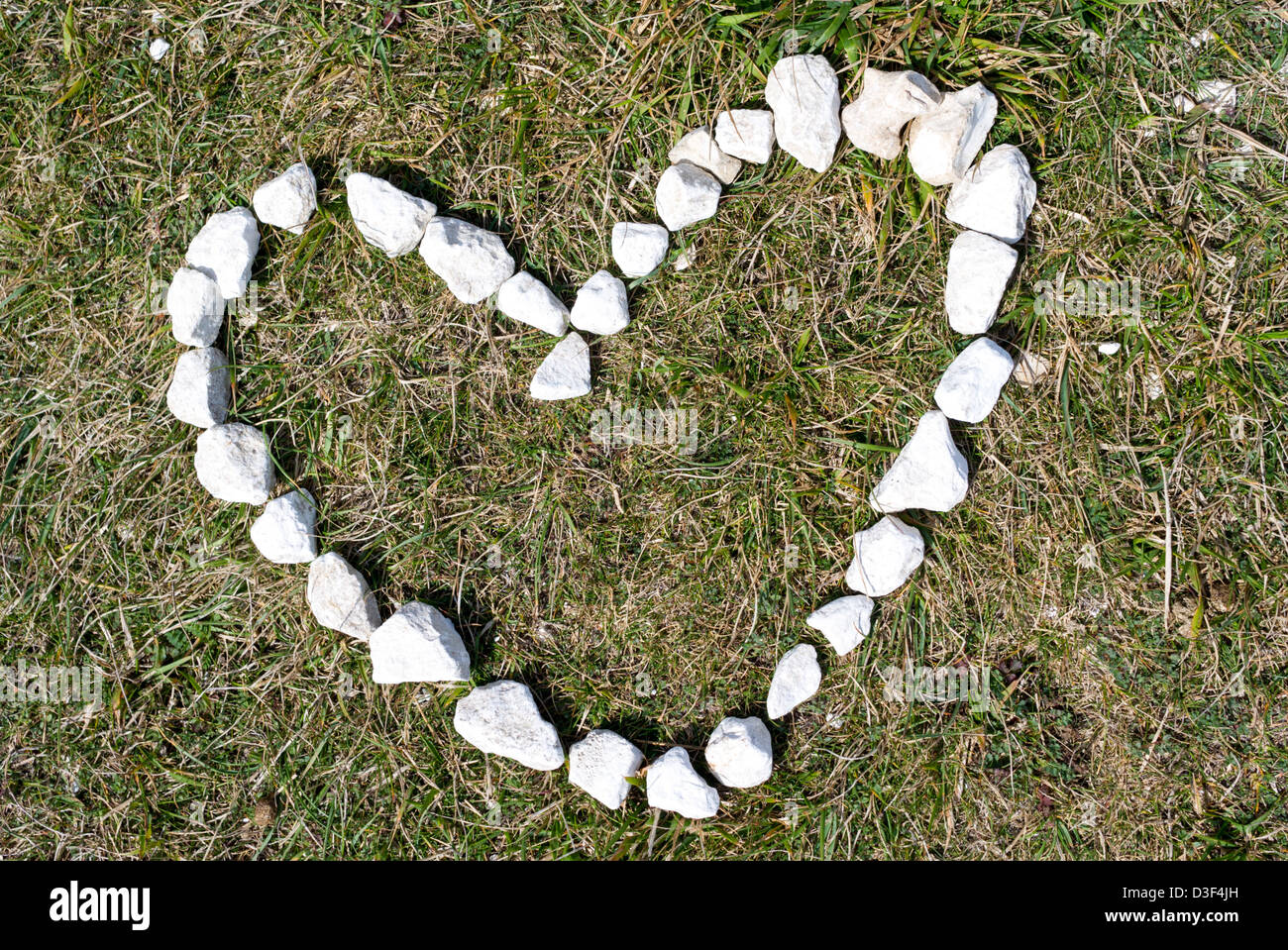 Coeur d'amour faite de morceaux de craie, Sept Soeurs, Sussex, Angleterre Banque D'Images