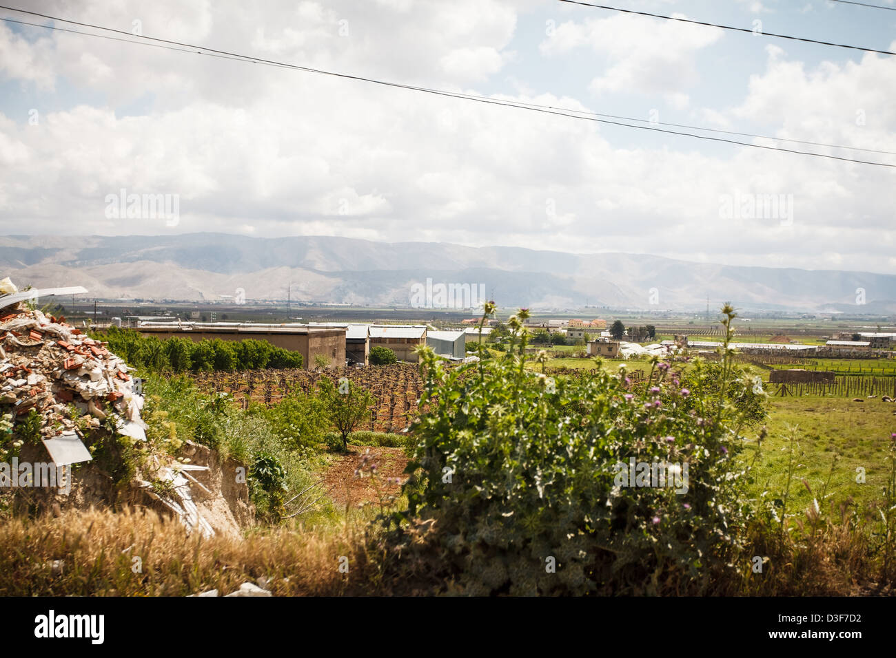 Vue côté rue de la vallée de la Bekaa, dans le nord du Liban. Cette région est parfois appelée le berceau de la civilisation. Banque D'Images