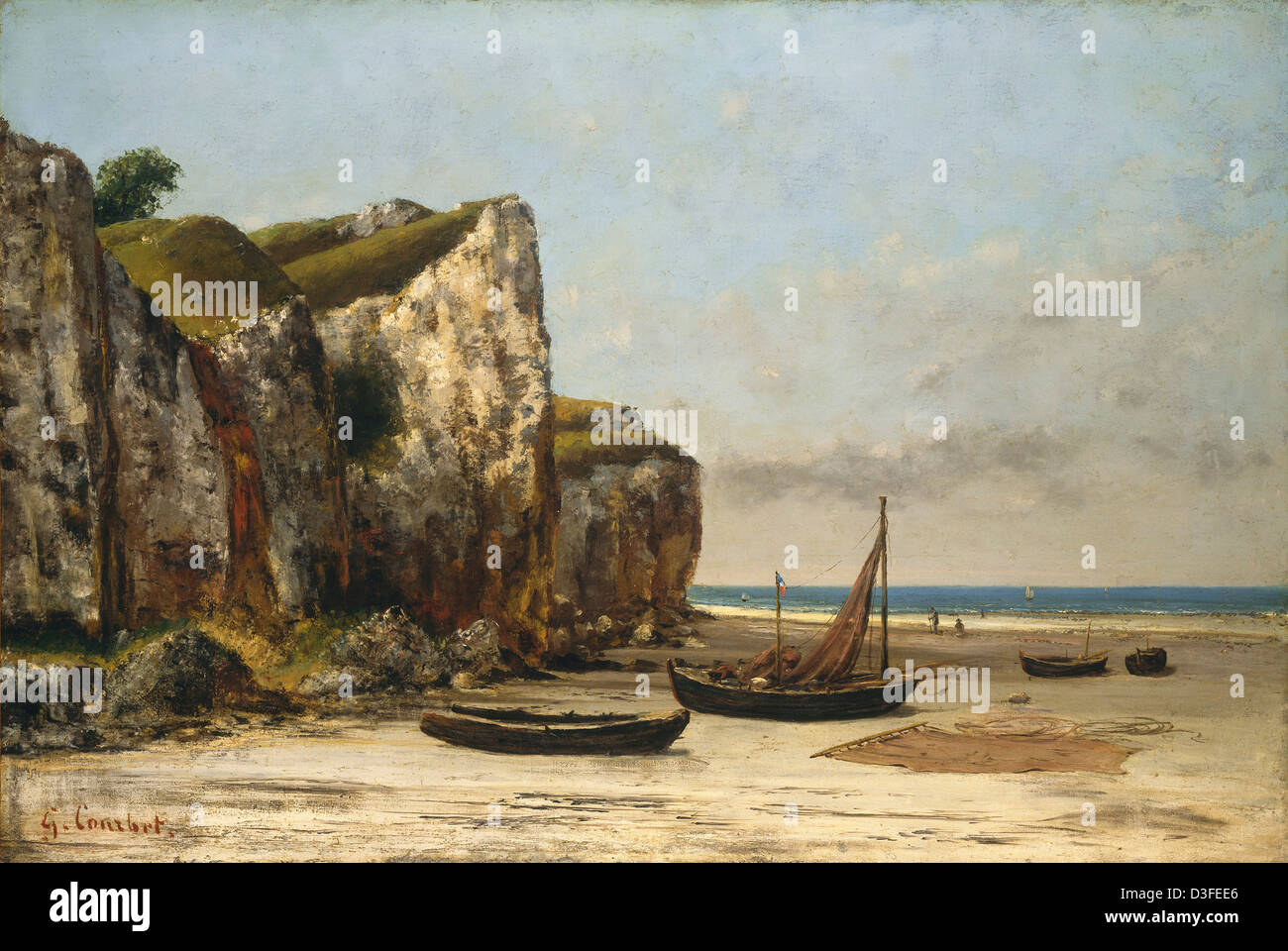 Gustave Courbet, plage de Normandie, Français, 1819 - 1877, ch. 1872/1875, huile sur toile Banque D'Images