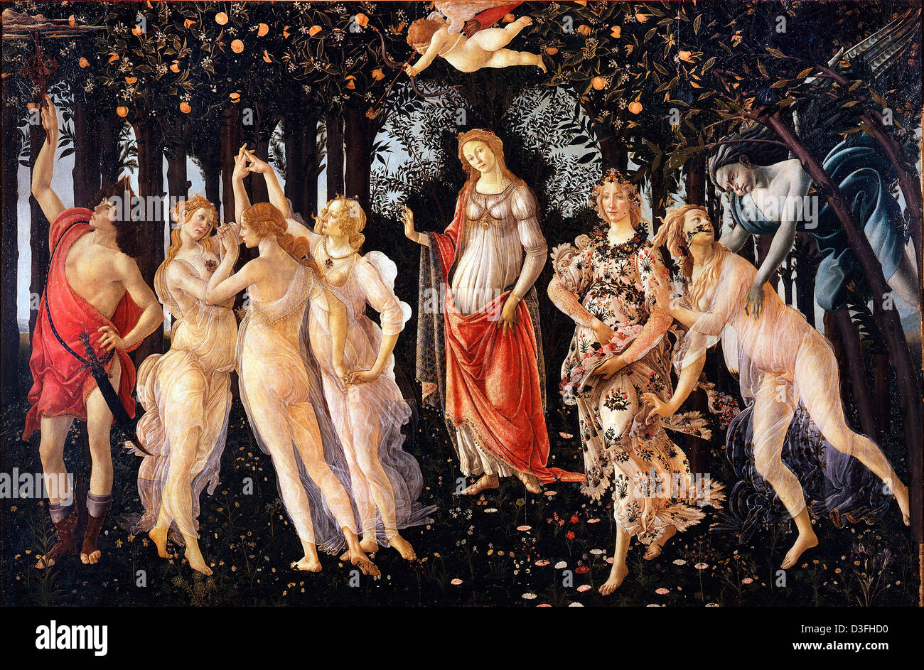 Sandro Botticelli, Le Printemps (Primavera) 1482 Tempera sur panneau. L'Uffizi, Florence Banque D'Images