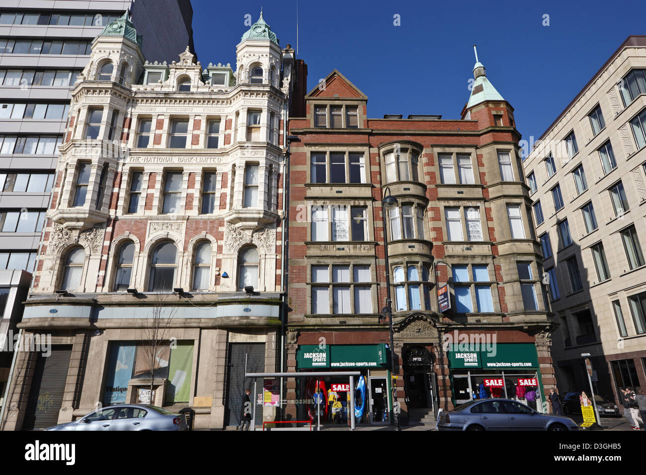 L'ancien édifice de la banque nationale et les bâtiments impériaux high street Belfast Irlande du Nord uk Banque D'Images