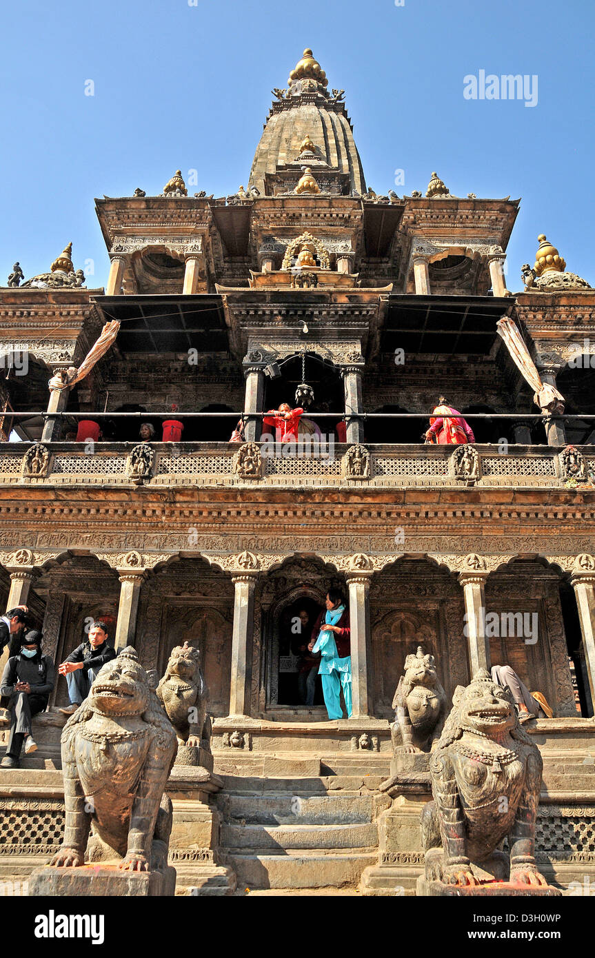 Temple Krishna Mandir, place Durbar, Patan, Népal Banque D'Images