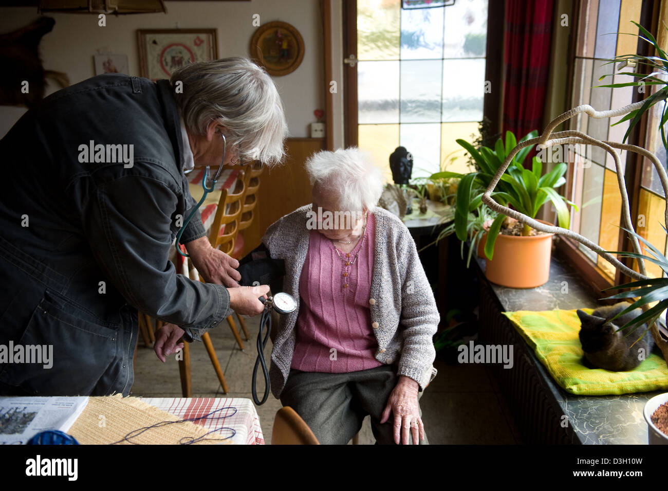 Görwihl, Allemagne, un médecin de campagne dans son travail quotidien, visite à domicile Banque D'Images