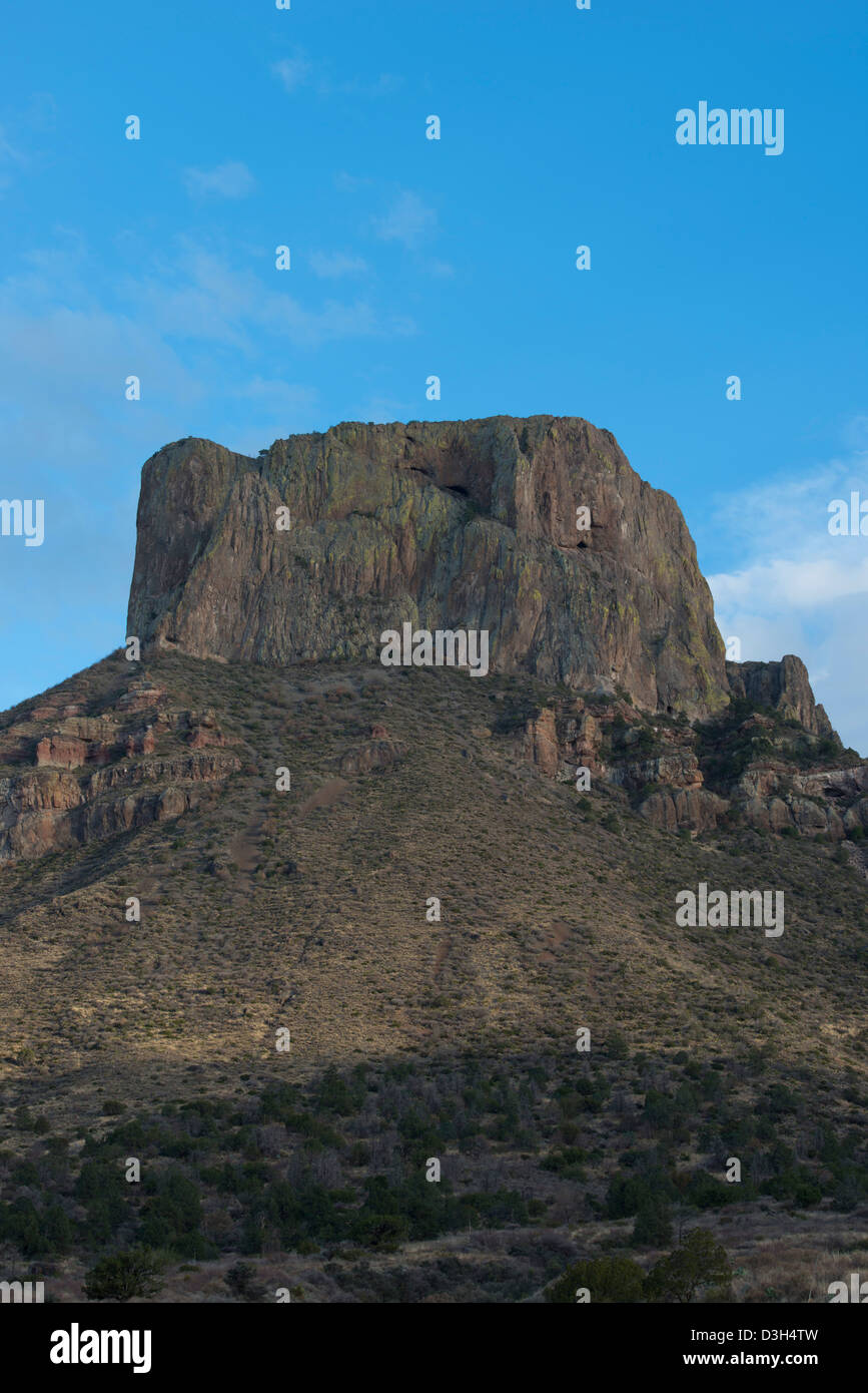 Casa Grande crête, bassin Chiso, Big Bend National Park, Texas, USA, Coucher de soleil, Casa Grande, Casa Grande, Pic volcanique, volcan, Banque D'Images