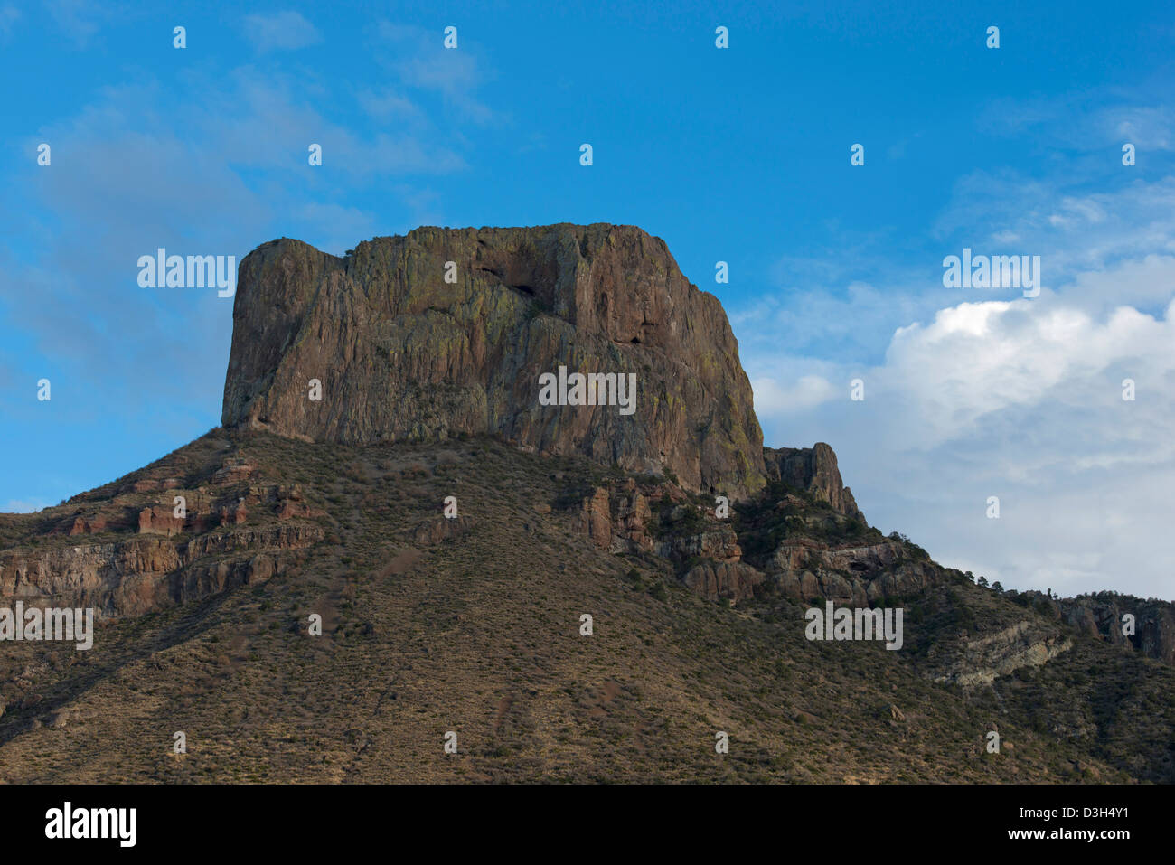 Casa Grande crête, bassin Chiso, Big Bend National Park, Texas, USA, Coucher de soleil, Casa Grande, Casa Grande, Pic volcanique, volcan, Banque D'Images