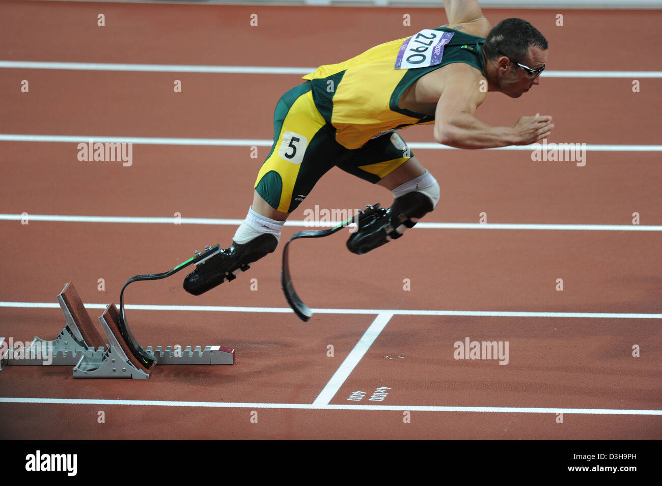 Oscar Pistorius en concurrence dans le 400 m au Jeux Olympiques de Londres 2012 Banque D'Images