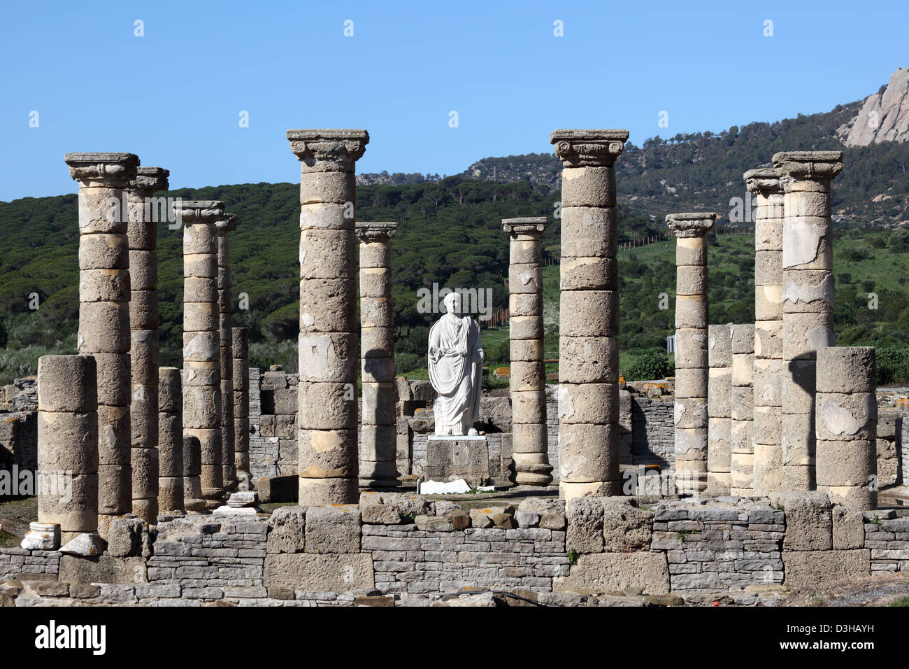 Temple romain ruine en Bolonia, Andalousie, au sud de l'Espagne Banque D'Images