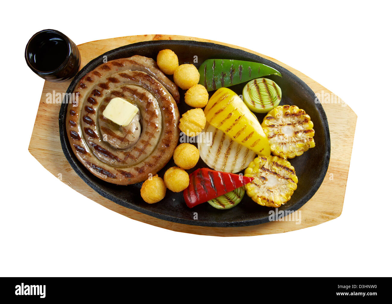 La cuisine japonaise de fabrication de saucisses .avec légumes rôtis Banque D'Images
