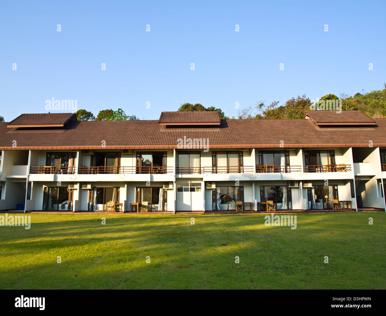 Façade d'un bâtiment peu élevé, Chiang Rai, Thaïlande Banque D'Images