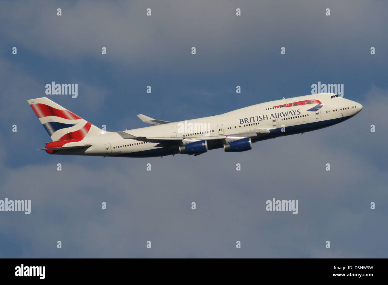 BRITISH AIRWAYS BOEING 747 de l'AIG Banque D'Images