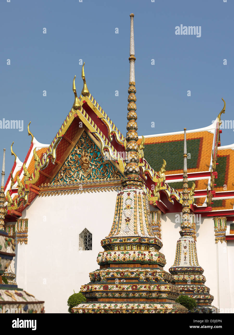 Détail de la décoration. Temple de Wat Pho. Bangkok. Thaïlande Banque D'Images