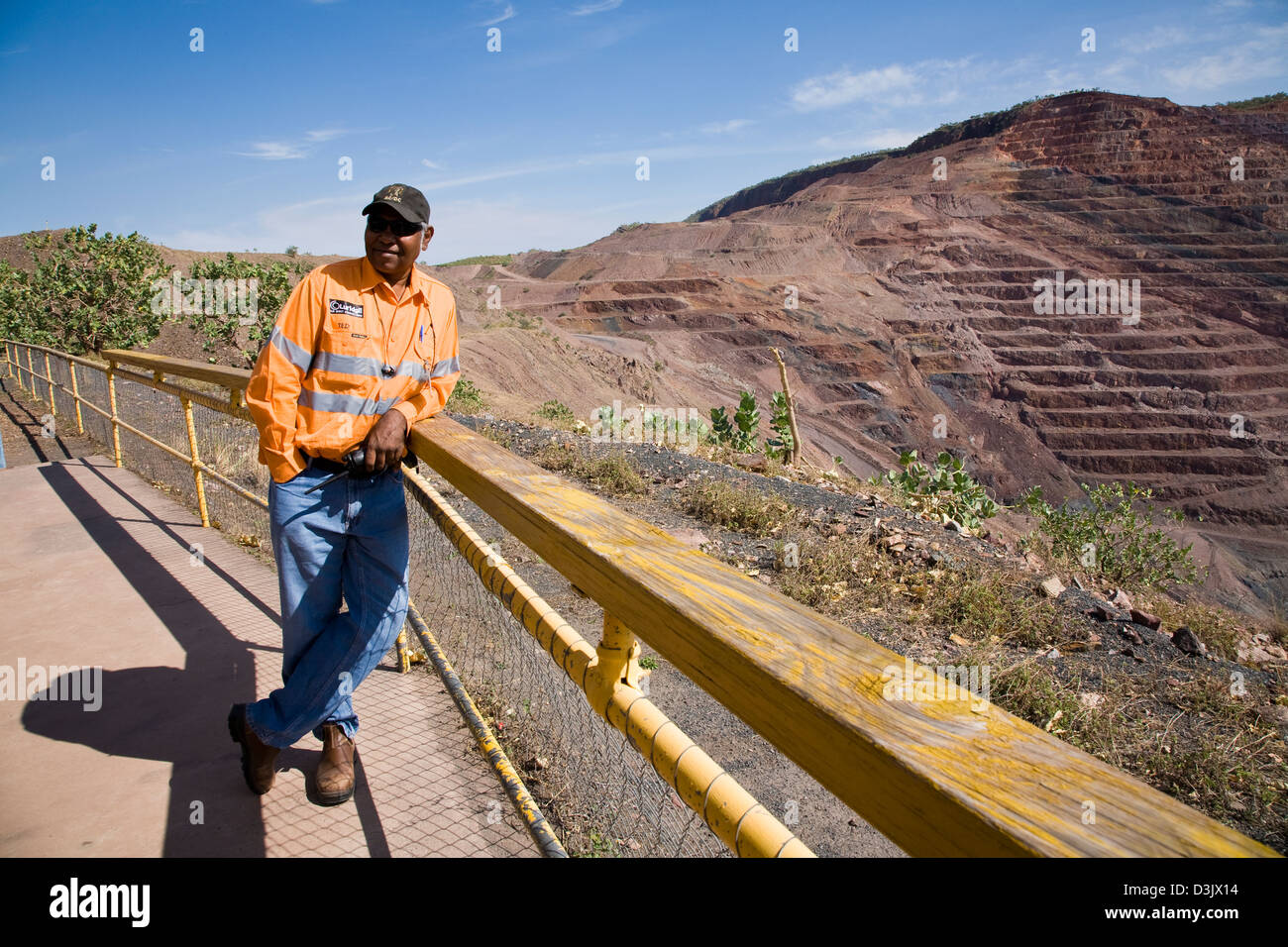 Tour guide, Rio Tinto's Argyle Diamond Mine, au sud de Kununnura, à l'est région de Kimberley, en Australie occidentale. Banque D'Images
