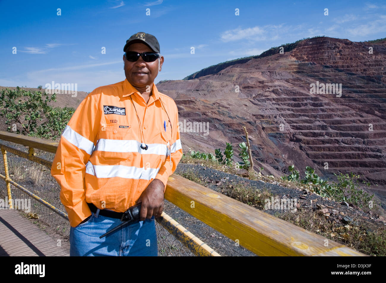 Tour guide, Rio Tinto's Argyle Diamond Mine, au sud de Kununnura, à l'est région de Kimberley, en Australie occidentale. Banque D'Images